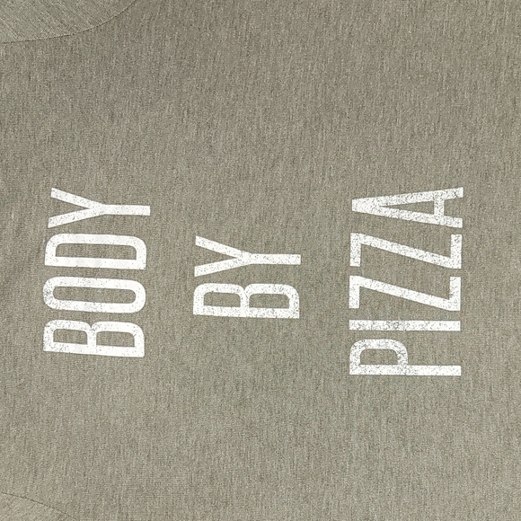 MODERN LUX BODY BY PIZZA SS T-SHIRT OLIVE GREEN GUC SZ LARGE - Picture 3 of 6